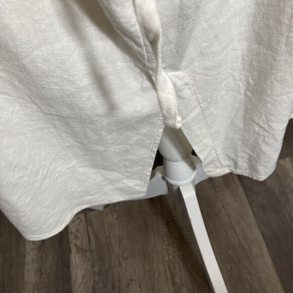 Womens Midi Slip Dress 17 Cream Linen Lace Tie Corset Coastal Cottage Milkmaid - Picture 8 of 12